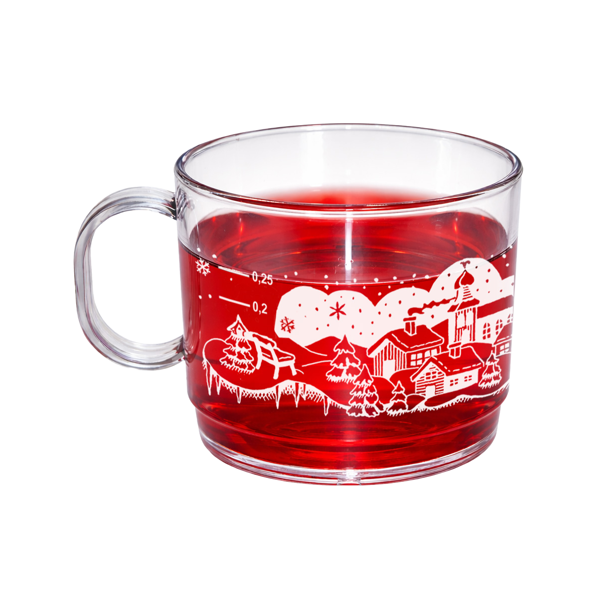 Glühweinbecher mit Winterlandschaft