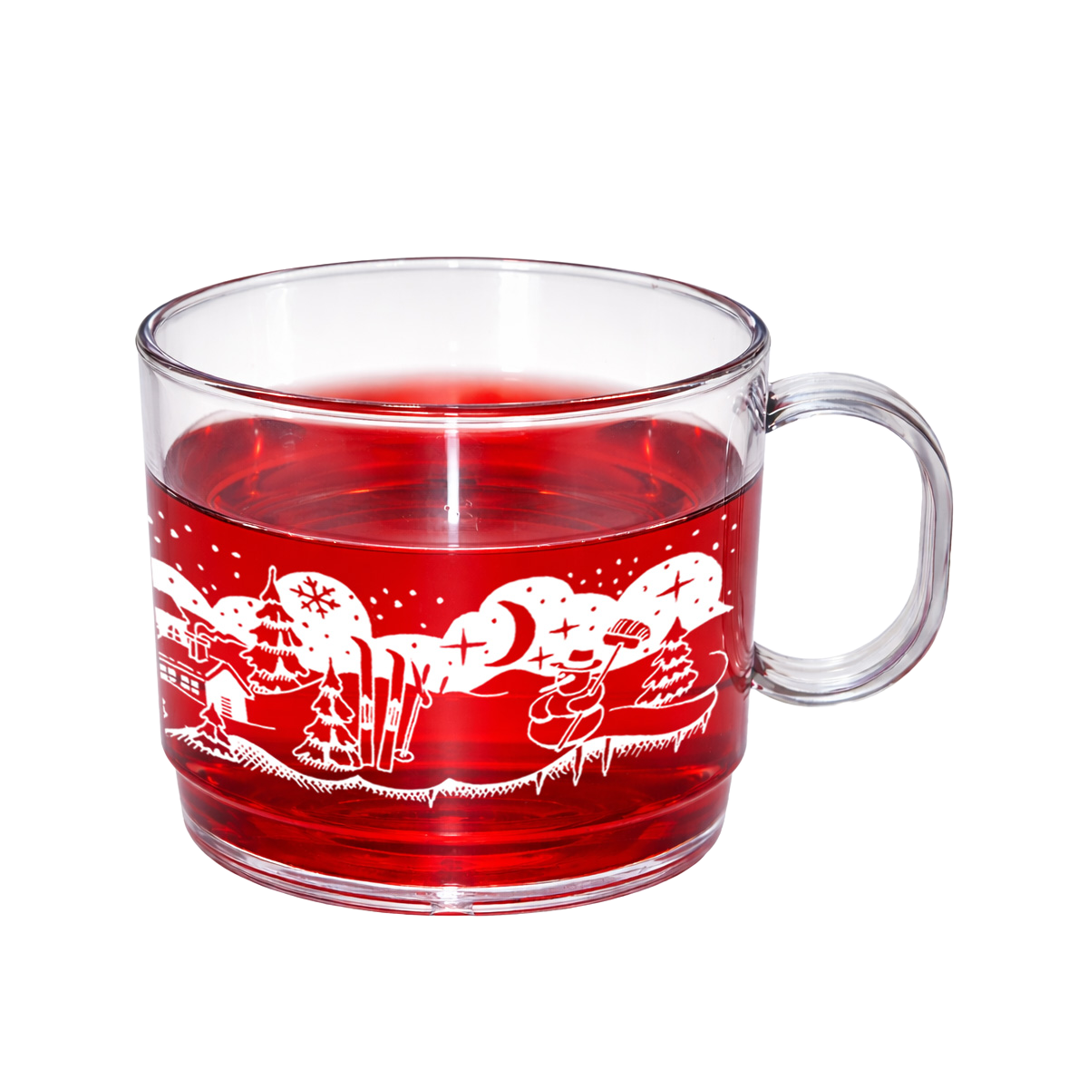 Glühweinbecher mit Winterlandschaft